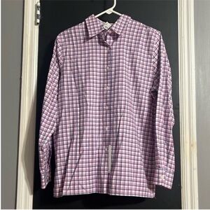 3/$14 Foxcroft Wrinkle-Free Twill Tattersal Top Plaid Preppy Office Work Size: 8